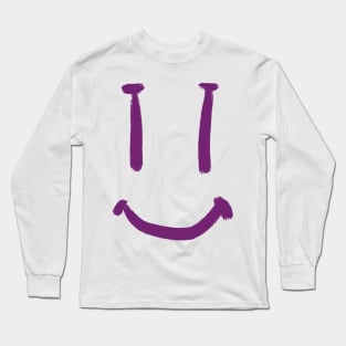 Purple Smug Smiling Face Long Sleeve T-Shirt